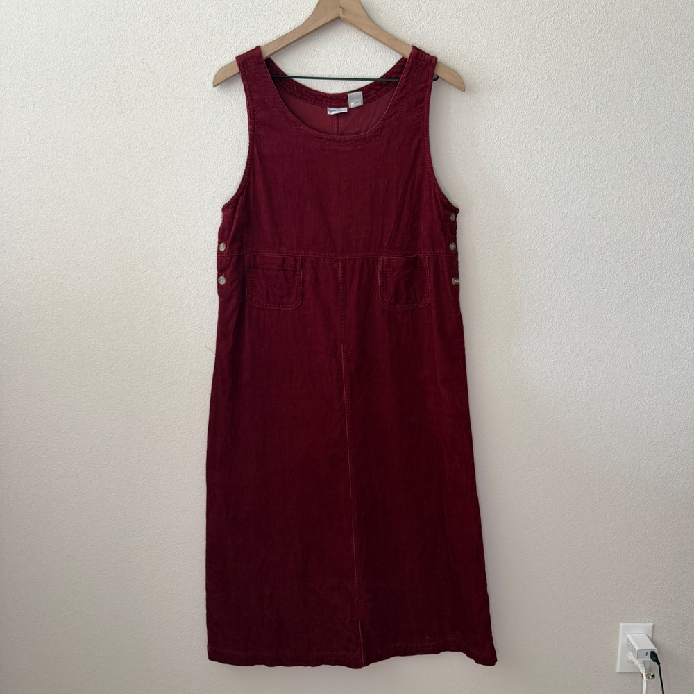 CABIN CREEK Womens Cotton Corduroy Jumper Dress Size Medium Petite Academia 90s